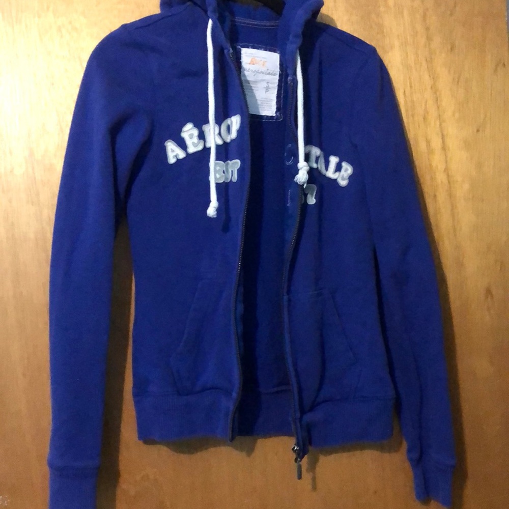 Aeropostale bright blue zip up sweatshirt small